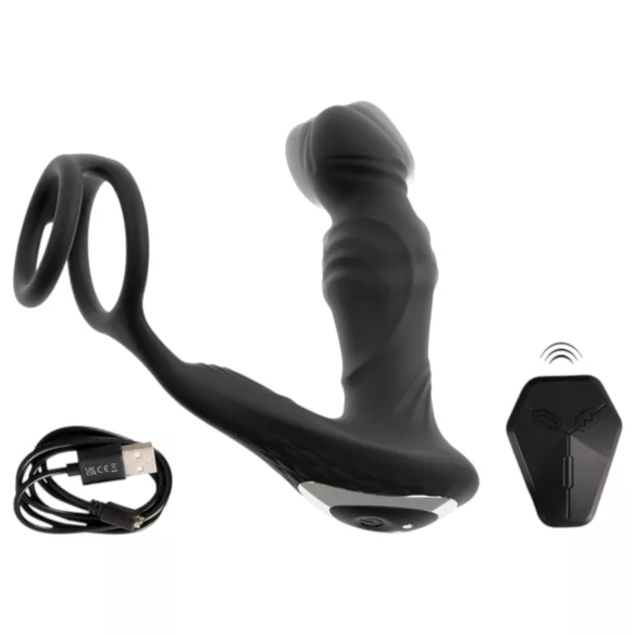 Rebel - vibratoare prostată cu funcție de împingere - silicon negru