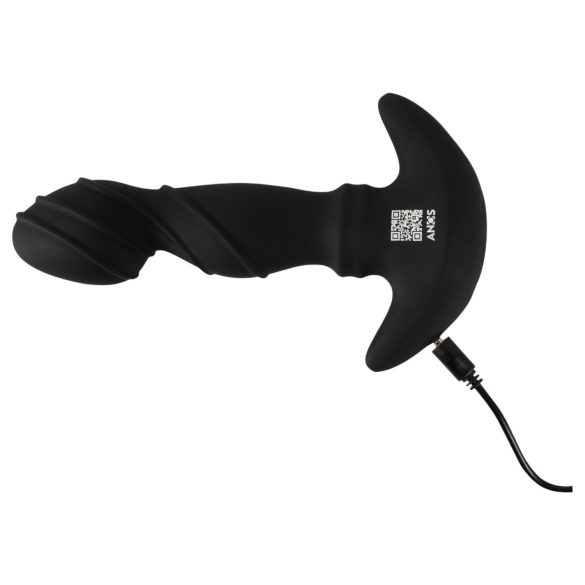 ANOS - vibrator prostată cu inel mobil - silicon negru