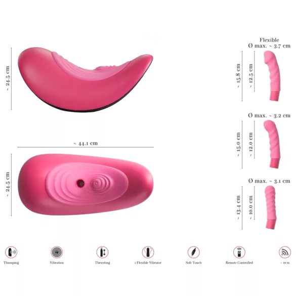 VibePad Rideon - vibrator pentru stimulare punct G și clitoris - roz