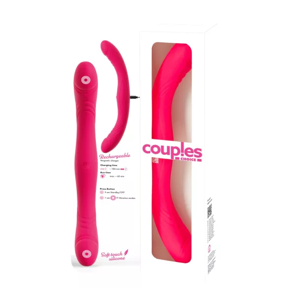 Couples Choice - vibrator dublu pentru cupluri - silicon roz