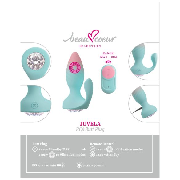 Beau Coeur Juvela - plug anal vibrator - silicon turcoaz