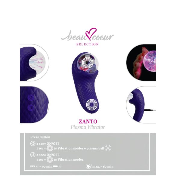 Beau Coeur Zanto - vibrator cu plasmă - albastru