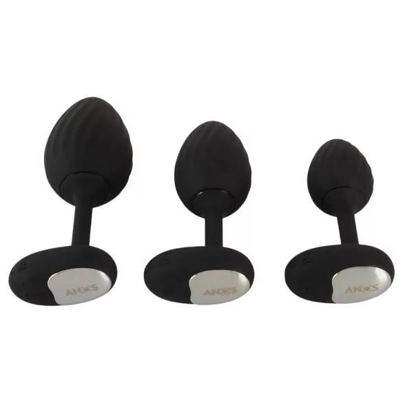 ANOS - set plug anal cu vibrații - negru