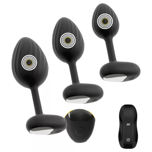 ANOS - set plug anal cu vibrații - negru