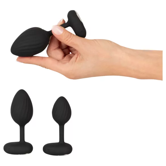 ANOS - set plug anal cu vibrații - negru