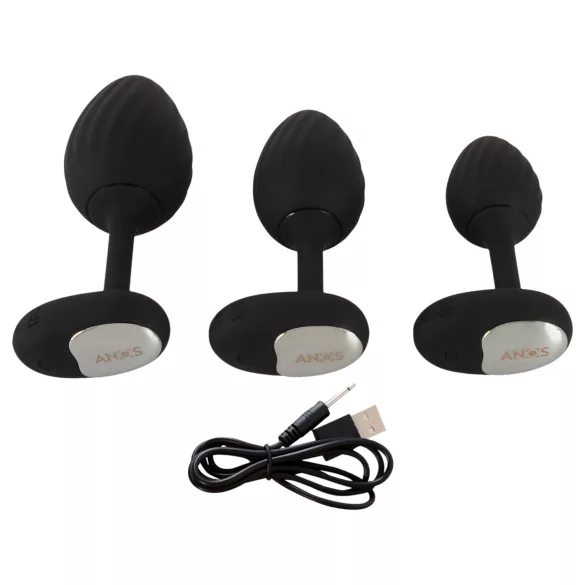 ANOS - set plug anal cu vibrații - negru