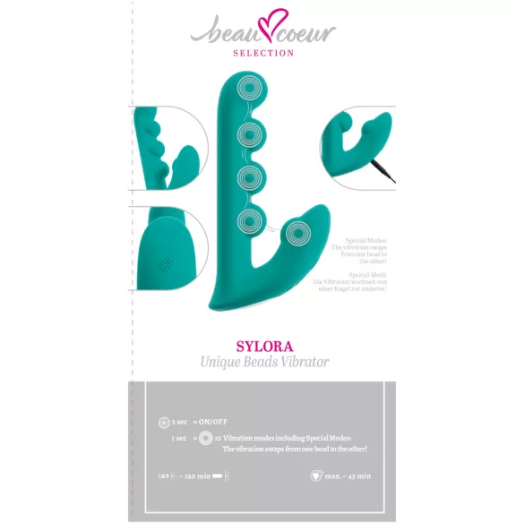Beau Coeur Sylora - vibrator 2 în 1 cu mărgele (verde)