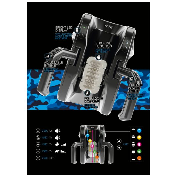 WYNE 10 - masturbator automat cu mâner - negru