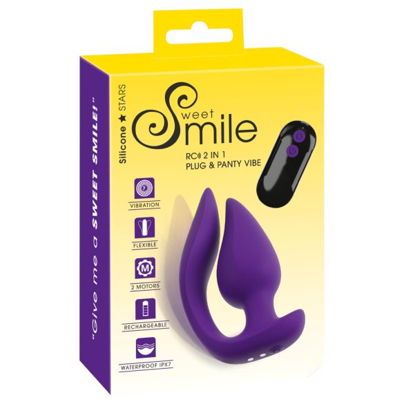 Smile - Vibrator anal și stimulator clitoris 2în1 - silicon mov