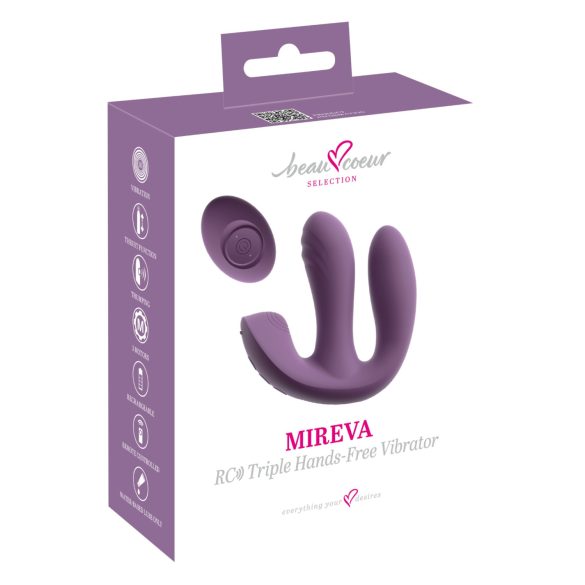 Beau Coeur Mireva - vibrator triplu cu brațe și telecomandă - mov