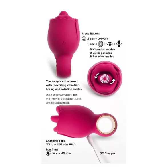 You2Toys Oral Fun - vibrator pentru stimularea clitorisului cu limbă (roz)