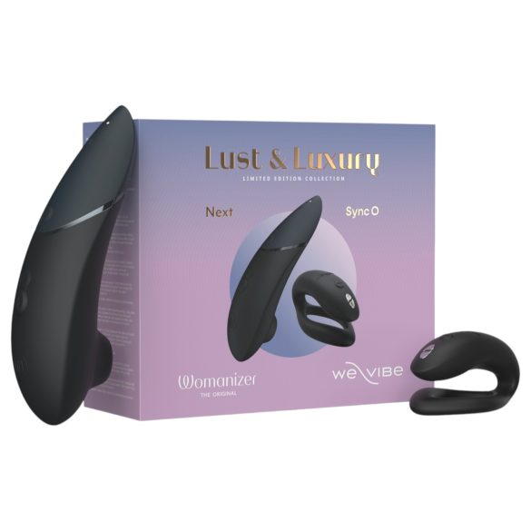Womanizer Lust&Luxury - set vibrator clitoral și de cuplu (negru)