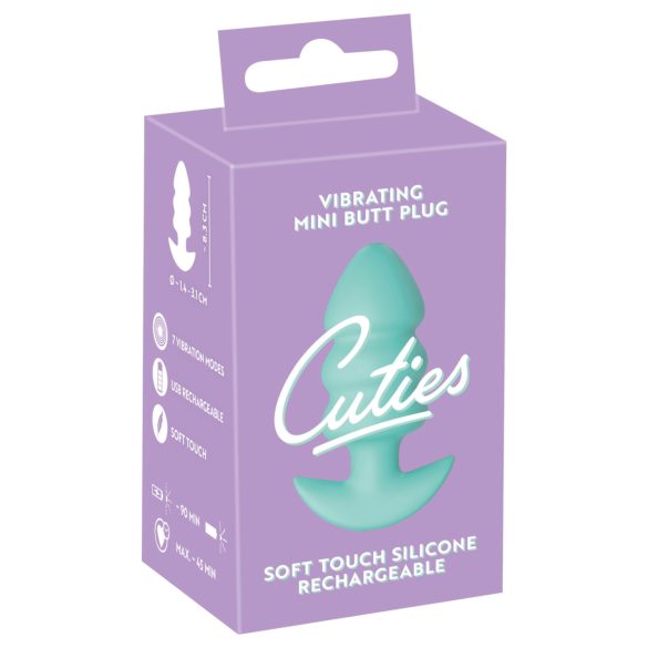 Cuties Mini - plug anal cu vibrații și bile - silicon verde