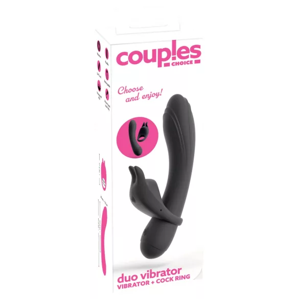 Couple Choice - inel pentru penis și vibrator punctul G - silicon gri