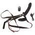You2Toys - vibrator dublu cu curea, cu telecomandă (negru)