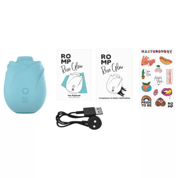 ROMP Rose Glow - stimulator de clitoris cu undă de aer (albastru)