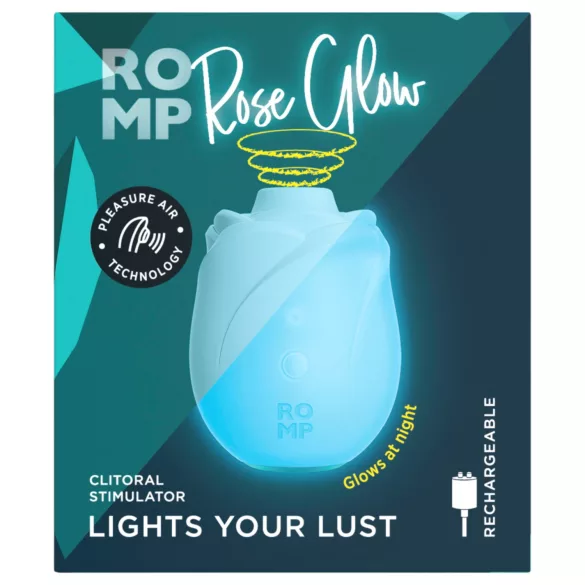 ROMP Rose Glow - stimulator de clitoris cu undă de aer (albastru)