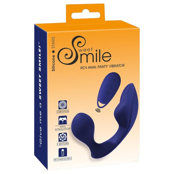 SMILE - vibrator anal și pentru chiloți cu telecomandă - albastru