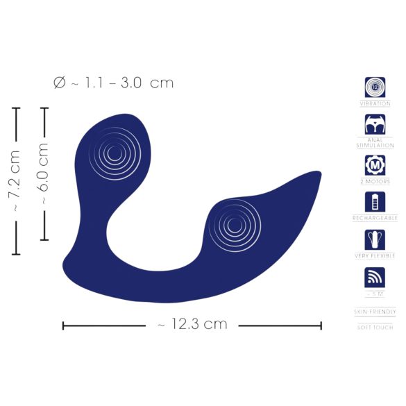 SMILE - vibrator anal și pentru chiloți cu telecomandă - albastru