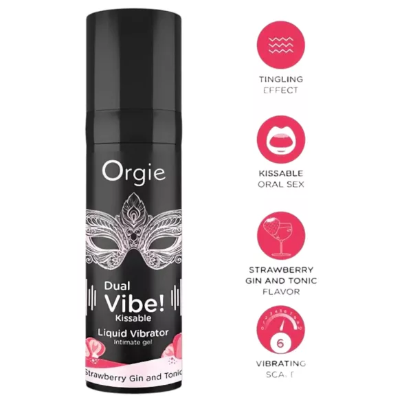 Orgie Dual Vibe - vibrator lichid unisex - Căpșună - Gin Tonic (15 ml)