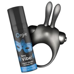 Orgie Bunny - set inel vibrator pentru penis (negru)