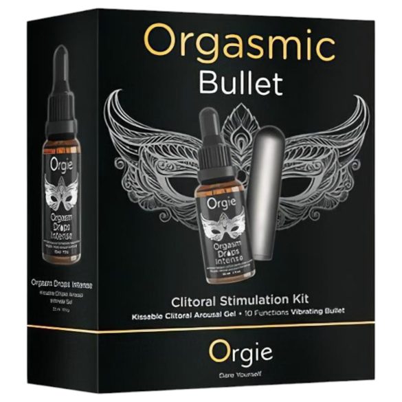 Orgie - mini vibrator bullet - set cu accesorii - gri