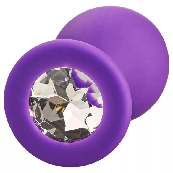 Baseks - dop anal din silicon cu cristale (mov) - 8 cm