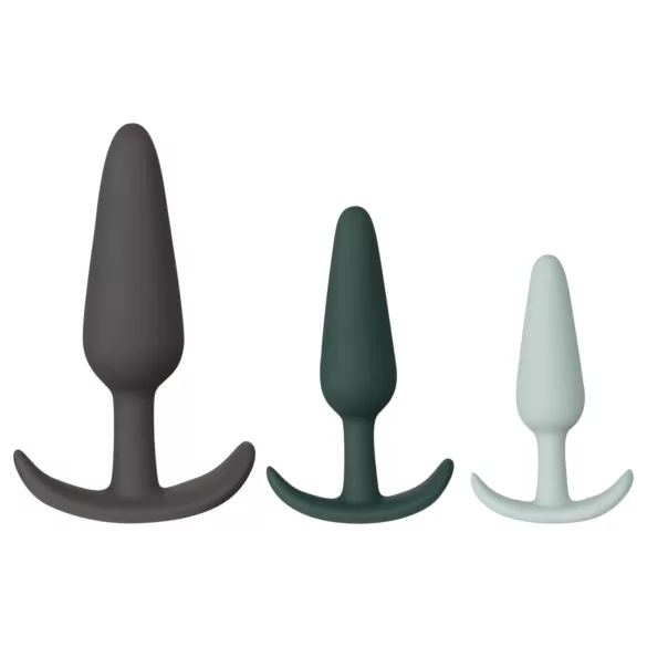 Amaysin - set de dopuri anale din silicon (negru și verde) - 3 bucăți
