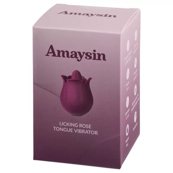 Amaysin - vibrator clitoridian în formă de limbă cu trandafir (mov)