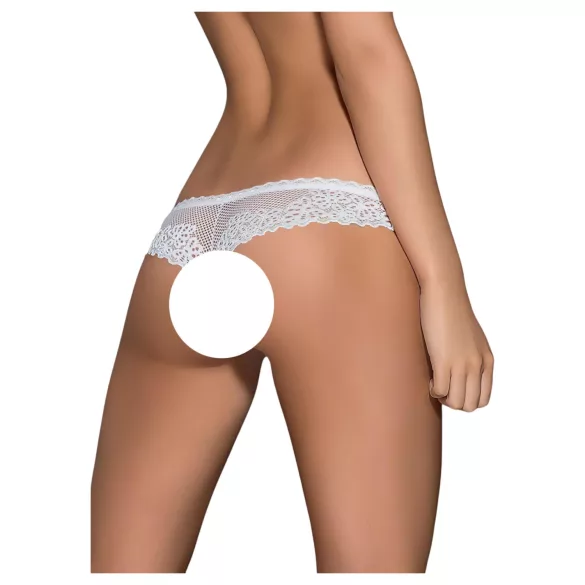 Obsessive - tanga deschis damă cu flori și fundiță - alb - L/XL