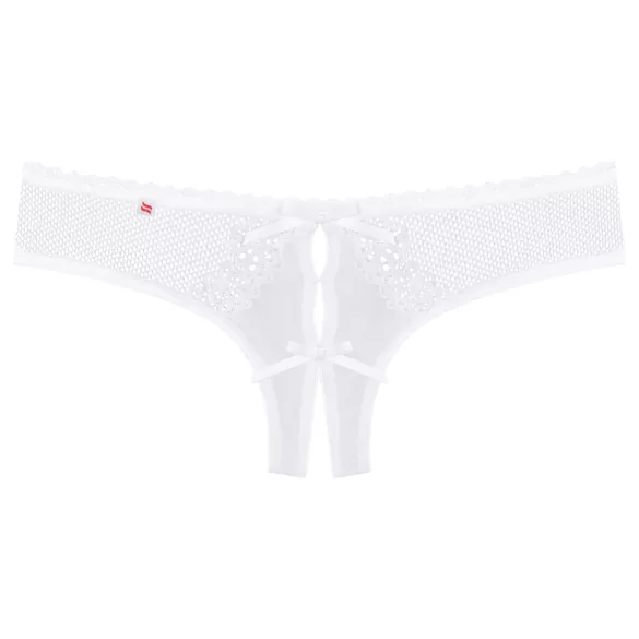 Obsessive - tanga deschis damă cu flori și fundiță - alb - L/XL