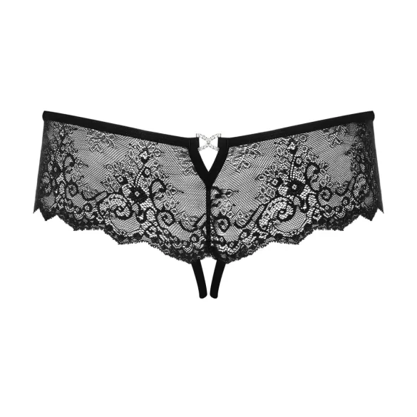 Obsessive - tanga deschis cu ștrasuri pentru femei - negru - L/XL