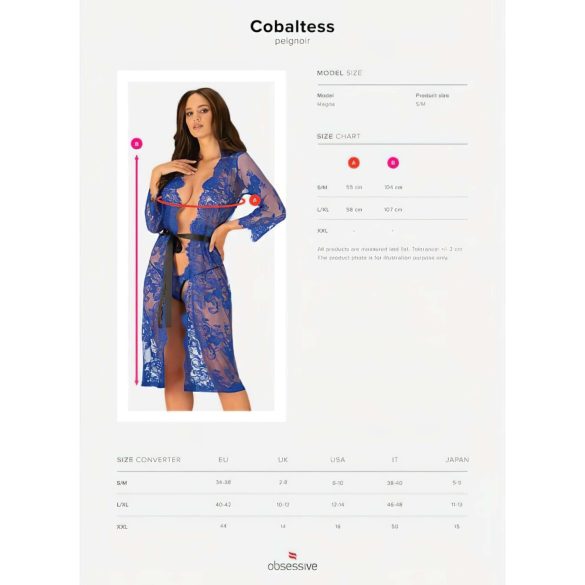 Obsessive Cobaltess - halat de dantelă (albastru) - L/XL