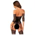 Obsessive - body negru din plasă decorată cu model - mărime S-L