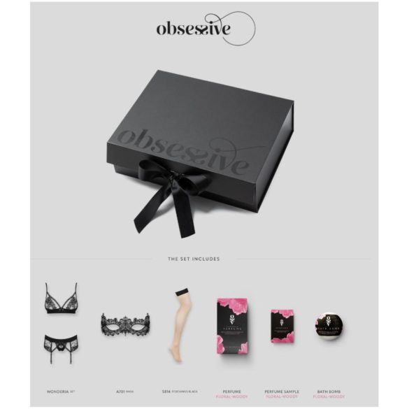Pachet cadou lenjerie Obsessive Wonderia - 6 piese (negru) - L/XL