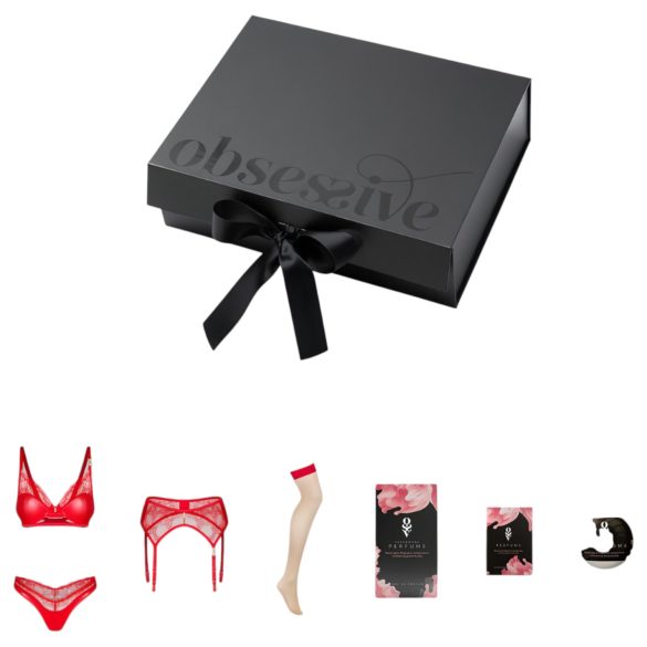 Obsessive - set lenjerie sexy cadou - 6 piese - roșu