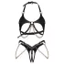 Obsessive Anyya - set sutien cu aspect de piele cu lanțuri (negru)
