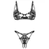 Obsessive Luise - set lenjerie intimă din 2 piese cu lalele (negru) - L/XL
