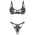 Obsessive Luise - set lenjerie intimă din 2 piese cu lalele (negru) - L/XL
