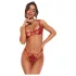 Obsessive Luise - set de lenjerie intimă cu lalele, 2 piese (roșu) - L/XL
