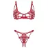 Obsessive Luise - set de lenjerie intimă cu lalele, 2 piese (roșu) - L/XL