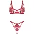 Obsessive Luise - set de lenjerie intimă cu lalele, 2 piese (roșu) - L/XL