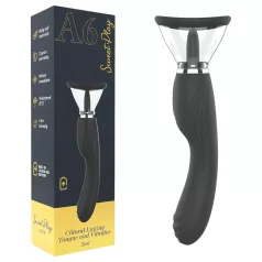   Erospace Sweet Play - vibrator 2în1 pentru stimularea clitorisului, cu limbă și funcție de aspirație (negru)