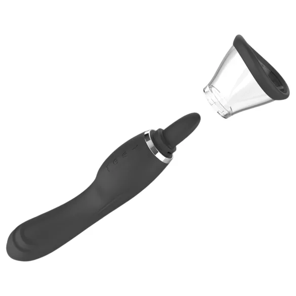 Erospace Sweet Play - vibrator 2în1 pentru stimularea clitorisului, cu limbă și funcție de aspirație (negru)