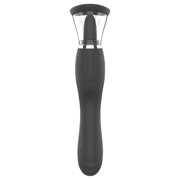 Erospace Sweet Play - vibrator 2în1 pentru stimularea clitorisului, cu limbă și funcție de aspirație (negru)