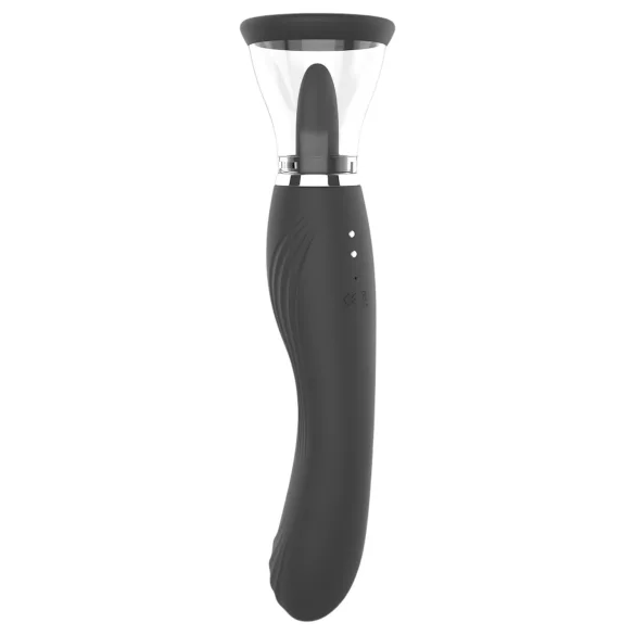 Erospace Sweet Play - vibrator 2în1 pentru stimularea clitorisului, cu limbă și funcție de aspirație (negru)