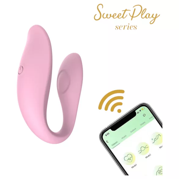 Sweet Play - Vibrator de cuplu controlat prin aplicație (roz)