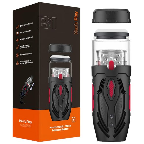 Men's Play - masturbator automat rotativ pentru bărbați - negru