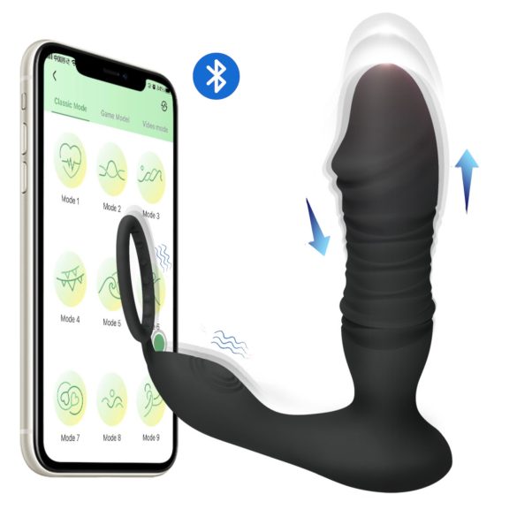 Men's Play - Vibrator anal cu mișcare inteligentă - silicon negru