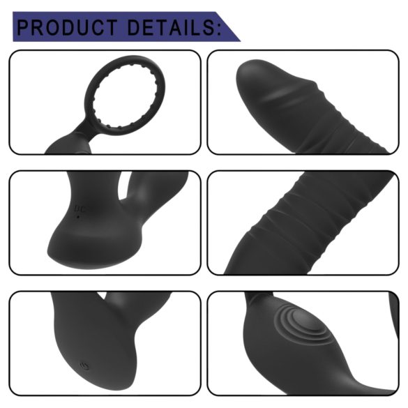 Men's Play - Vibrator anal cu mișcare inteligentă - silicon negru
